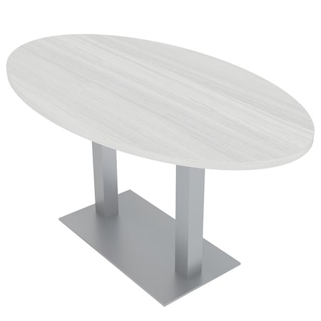 Skutchi Designs 33.5 in W, 59.5 in L, 29 in H, Engineered Wood Top, White HAR-OVL-34x60-DOU-WHCYPRESS